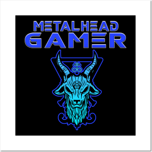 Metalhead Gamer Baphomet Blue Posters and Art